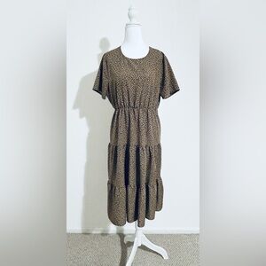 SHEIN Brown Leopard Print Midi Dress